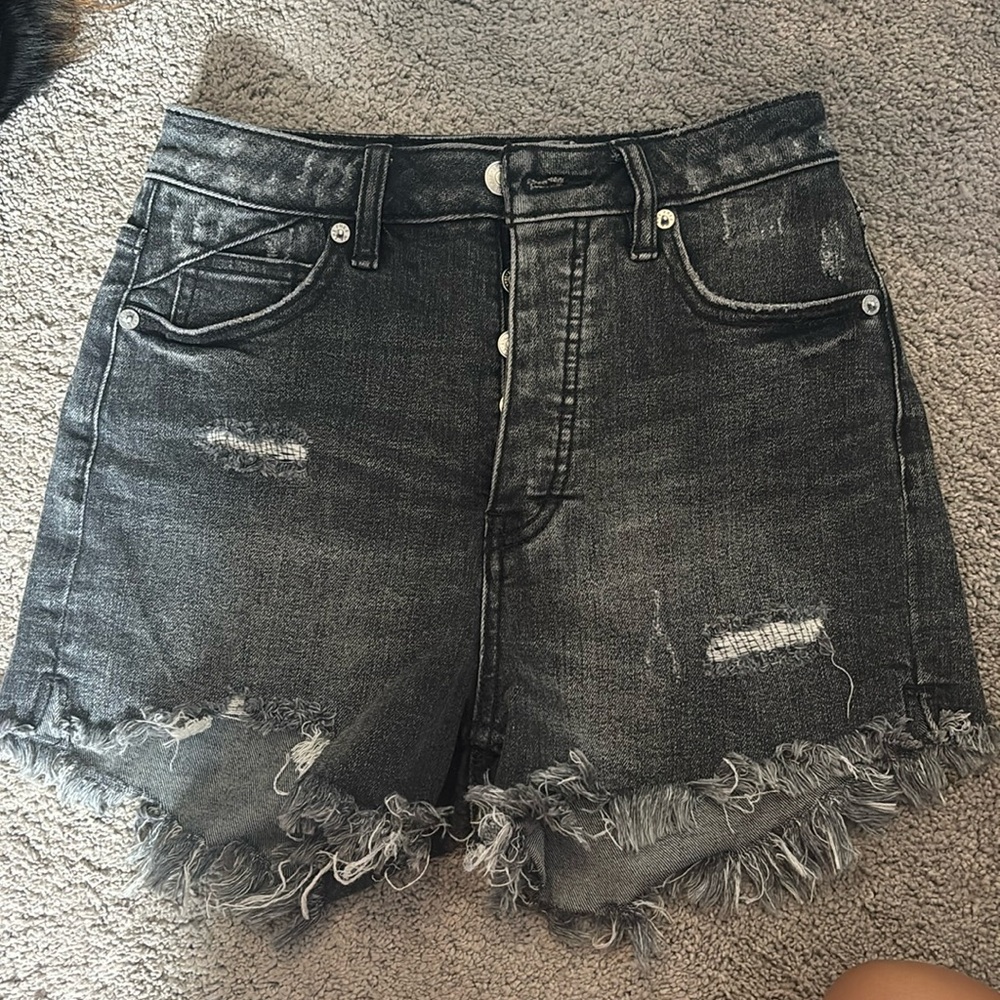 we the free black washed jean shorts